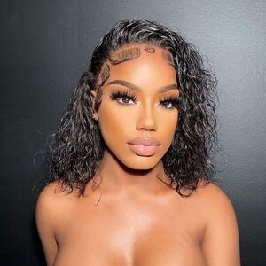WATER WAVE- 14IN Lace Front Wig -HD Natural Lace front Bleached Knots Pre-plucke